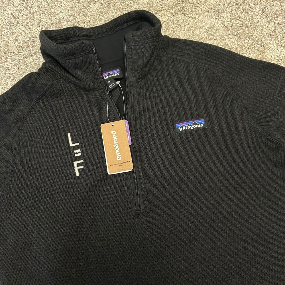 Patagonia Better Sweater 1/4 Zip Women Size Medium Black L=F Embroidered New